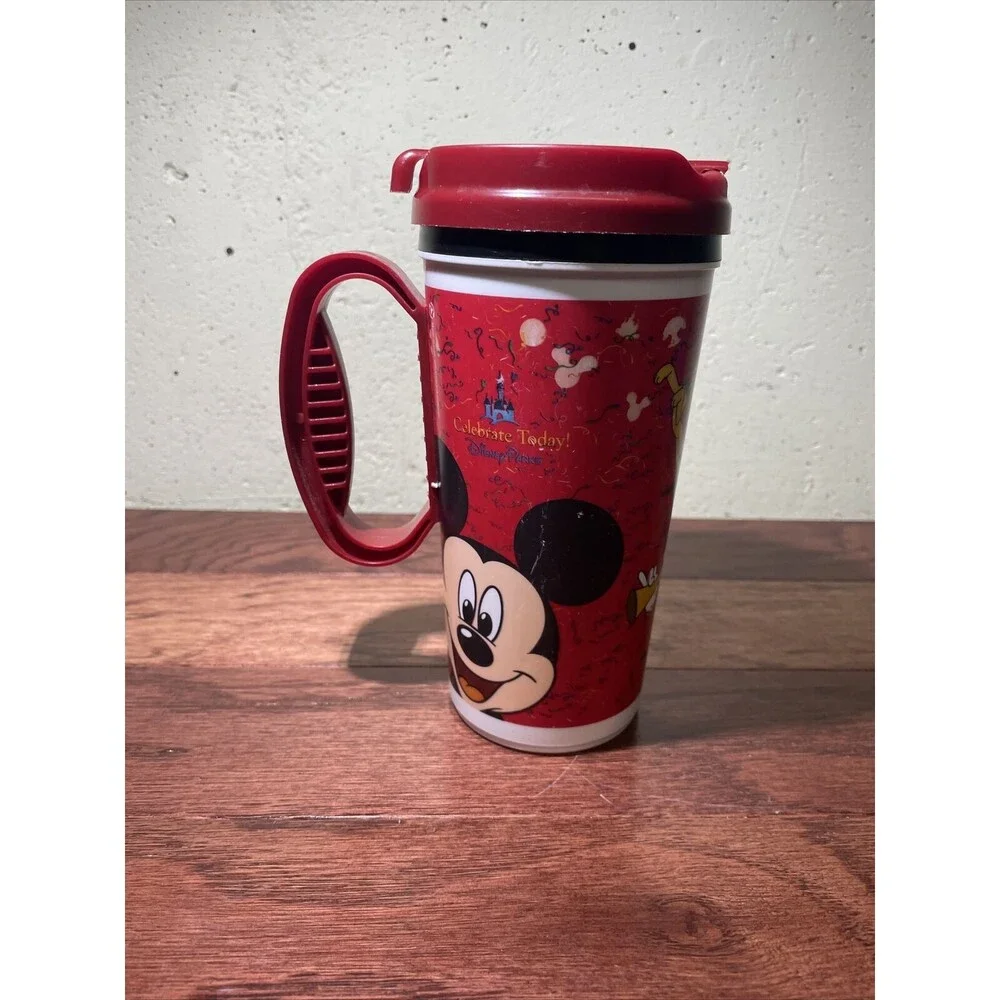 2009 Whirley Disney Parks Refillable Travel Cup Mug - Mickey Mouse Minnie Donald